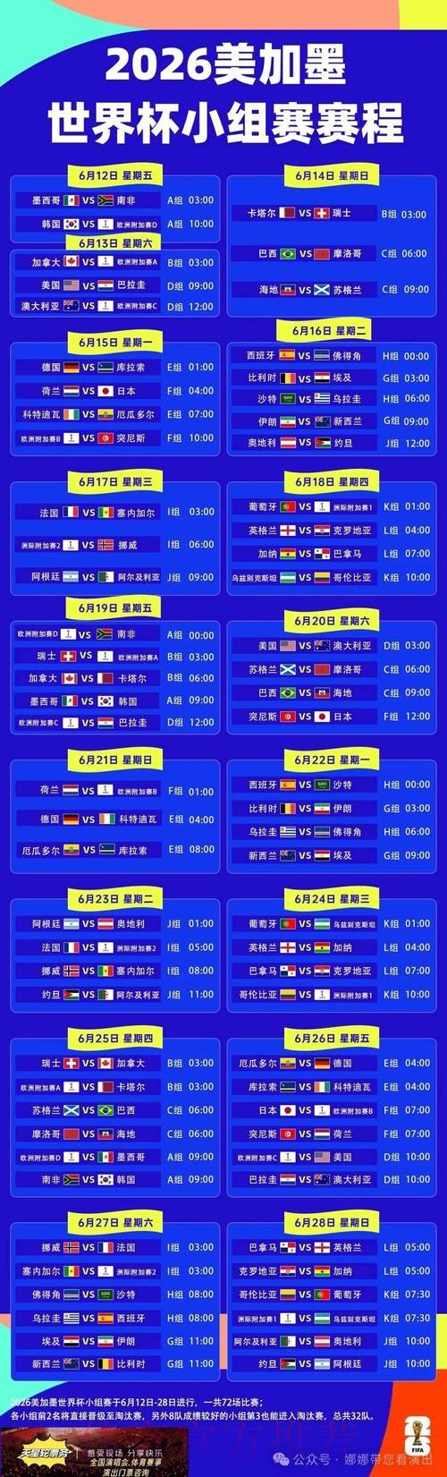 2026世界杯小组赛赛程官方发布全程直播查询入口 2026世界杯小组赛赛程官方发布全程直播查询入口